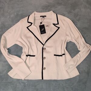 Adrianna Papell Ivory Blazer with Dark Accents